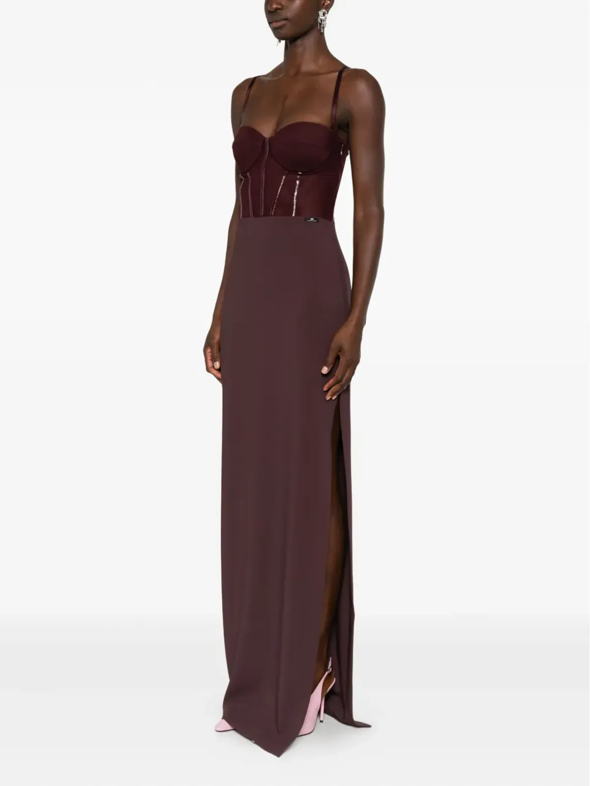 Elisabetta Franchi embellished-corset maxi dress - Red - 画像3