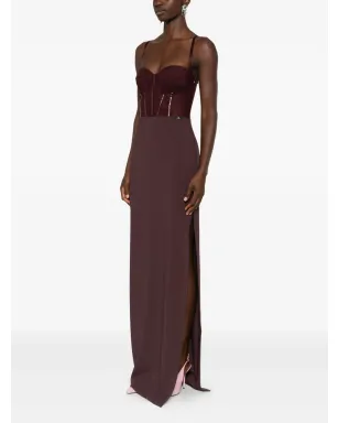 Elisabetta Franchi embellished-corset maxi dress - Red - サムネイル3