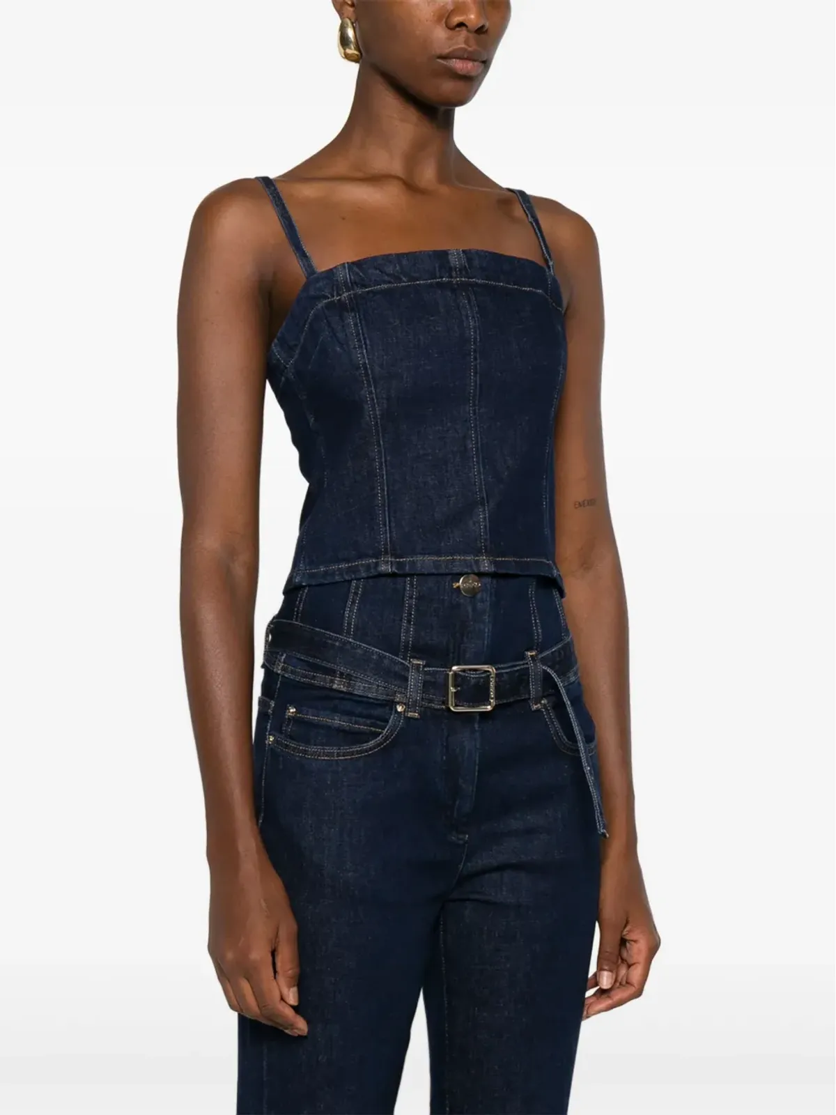 PINKO スパゲッティストラップデニムタンクトップ - 画像3