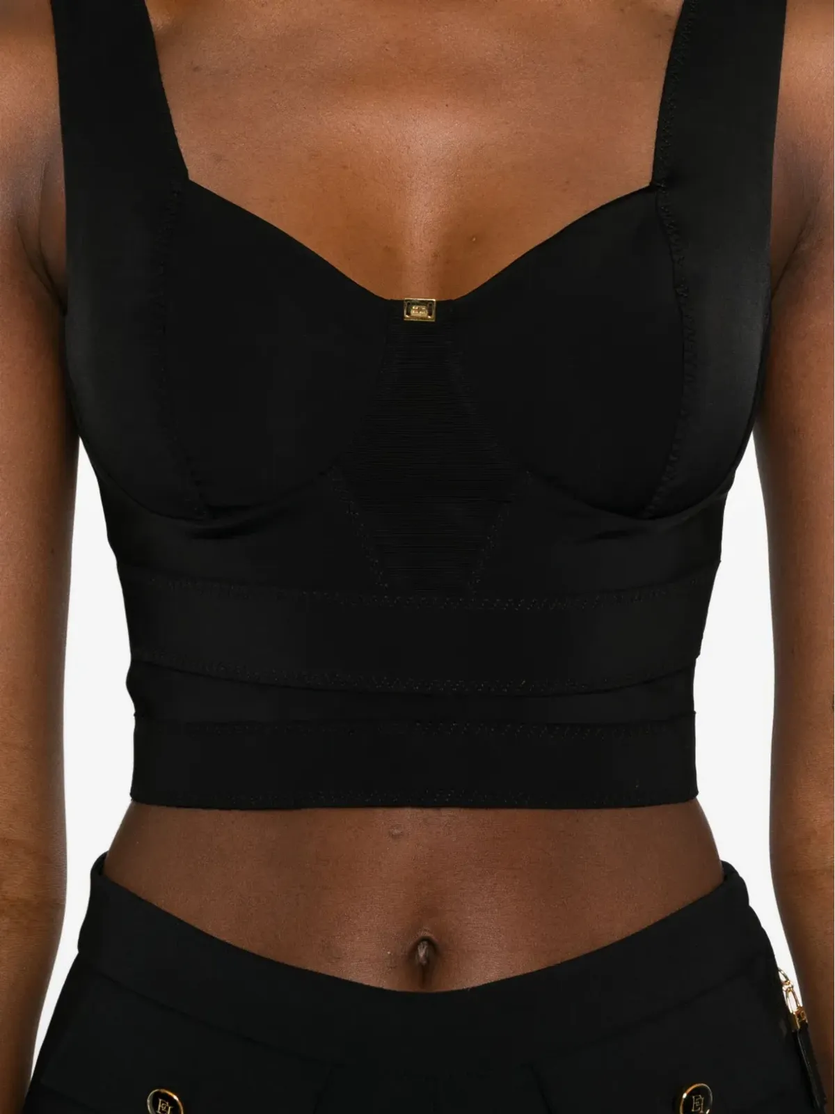 Elisabetta Franchi ハートネック・クロップドトップ ブラック - 画像5