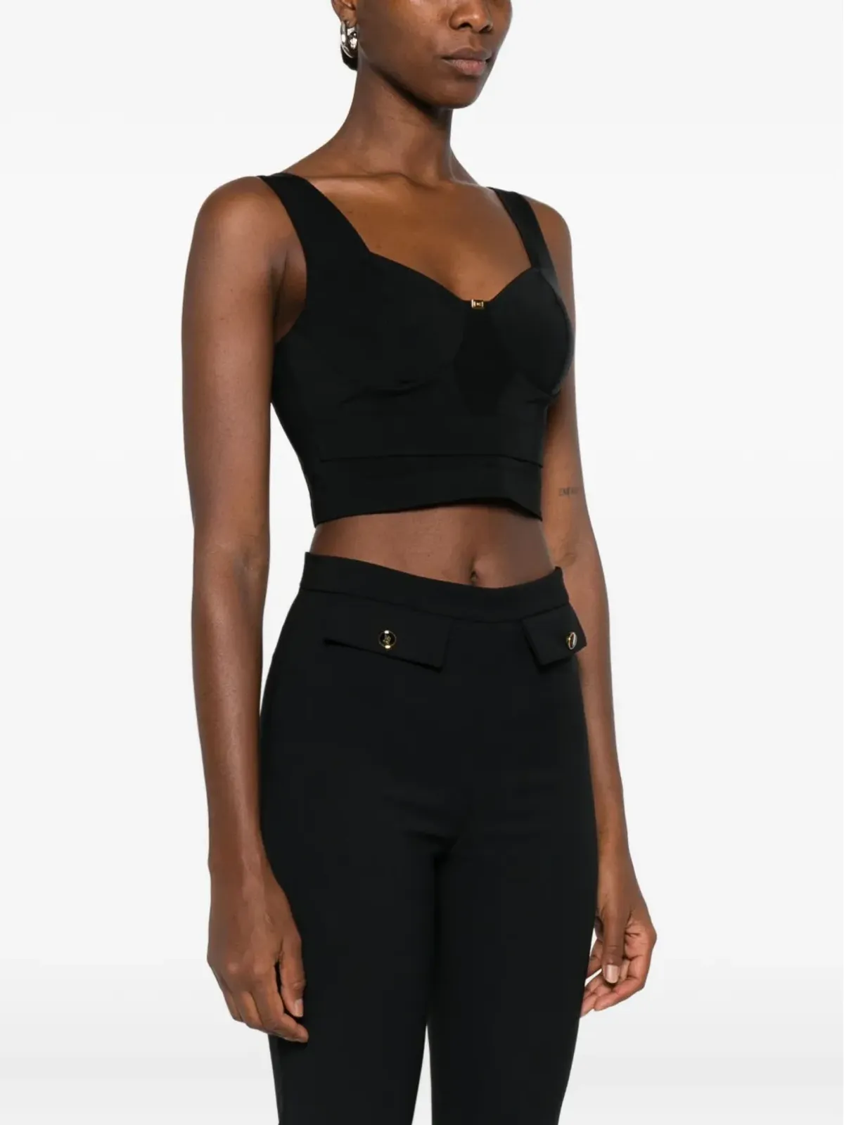 Elisabetta Franchi ハートネック・クロップドトップ ブラック - 画像3