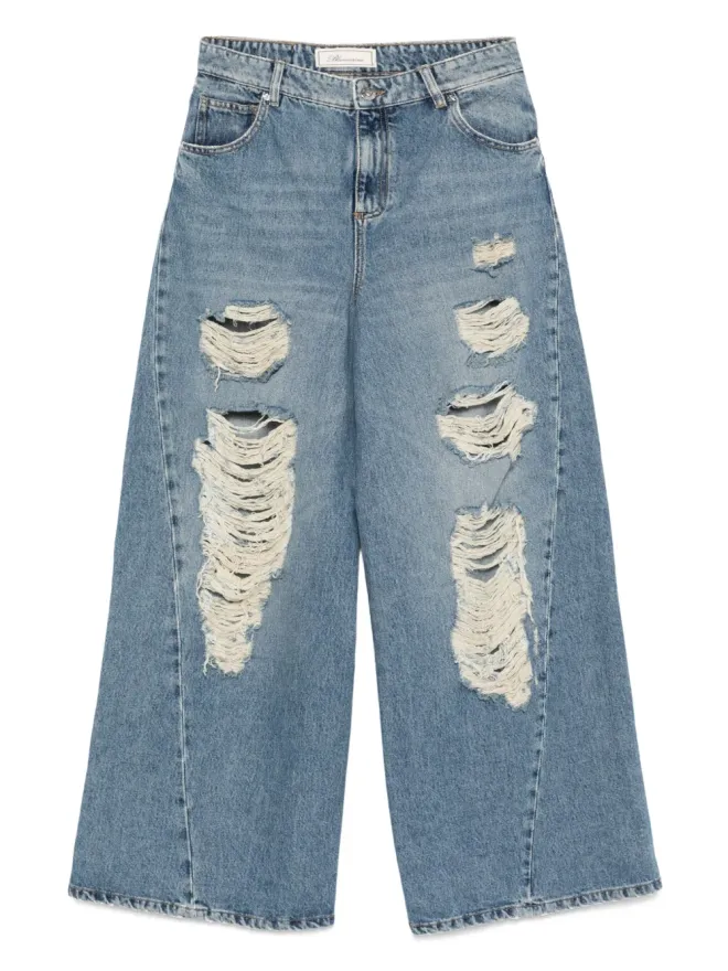 Blumarine Blumarine デニムパンツ（ダメージ加工・フリンジ）の商品画像