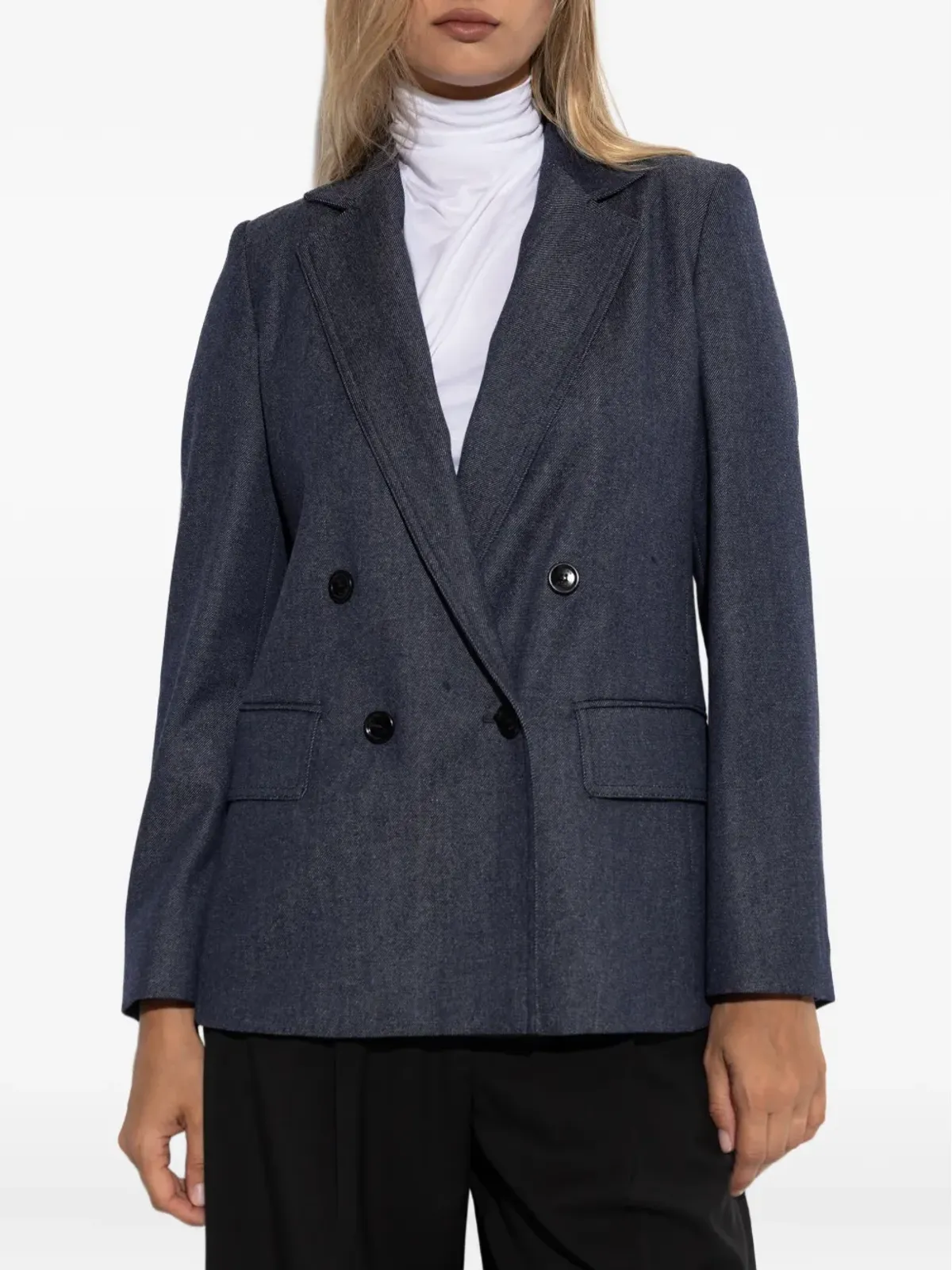 Max Mara ダブルブレスト ウールジャケット ブルー - 画像3