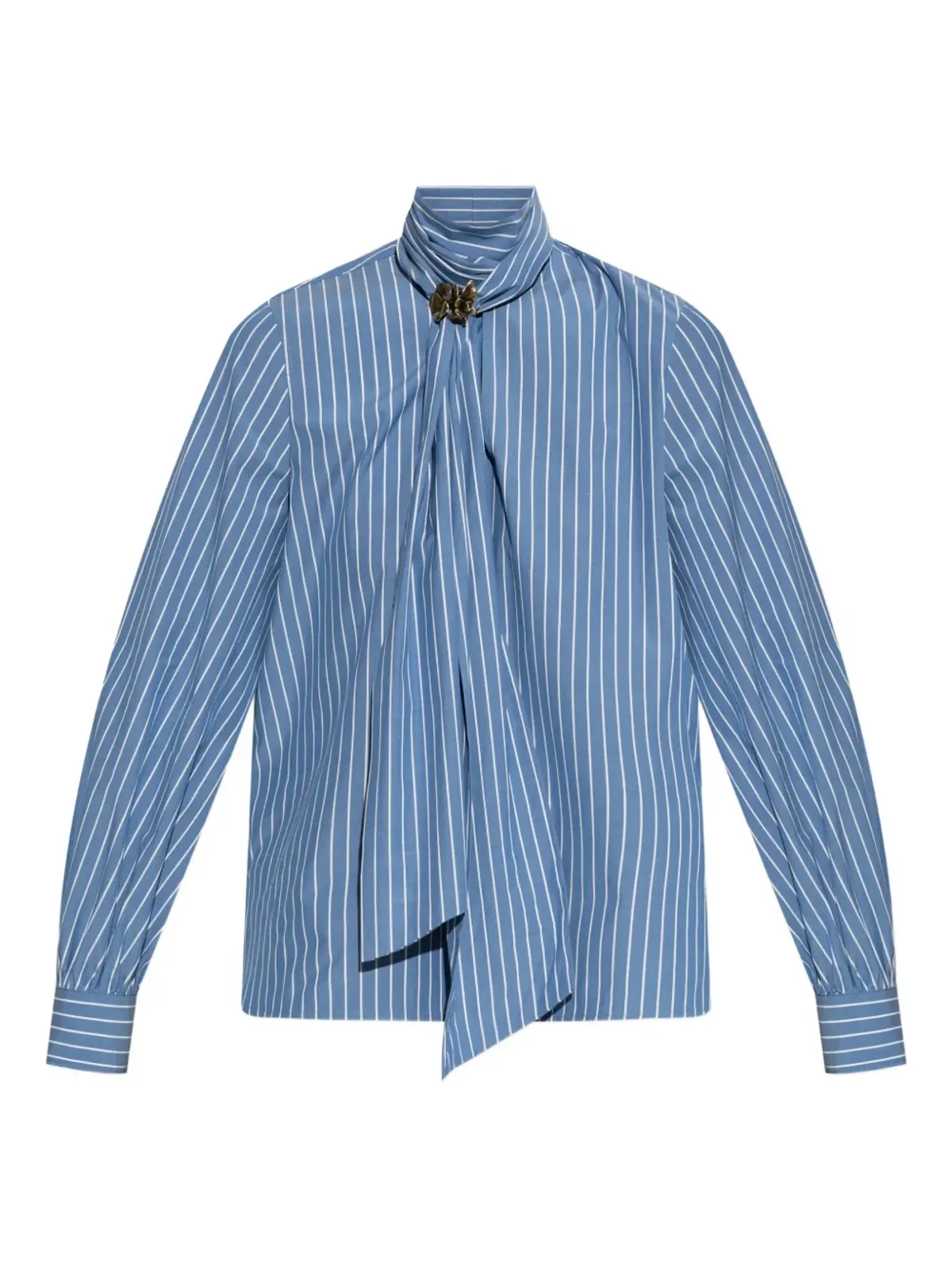 Max Mara ディスコストライプ花ブローチ付きブラウス - 画像1