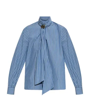 Max Mara ディスコストライプ花ブローチ付きブラウス - サムネイル1