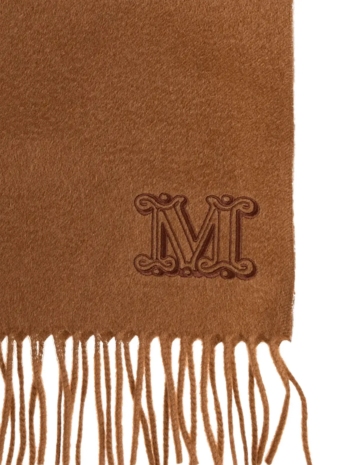 Max Mara ロゴ刺繍入りフリンジエッジスカーフ - 画像2