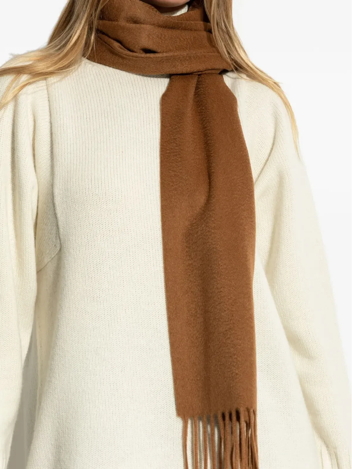 Max Mara ロゴ刺繍入りフリンジエッジスカーフ - 画像4