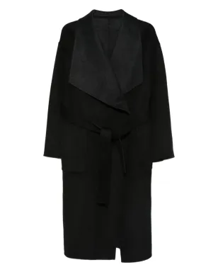 THE DYNAMIS STUDIO belted wrap single-breasted coat - Black - サムネイル1