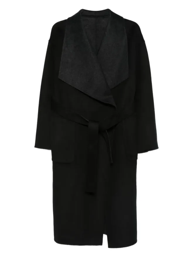 THE DYNAMIS STUDIO THE DYNAMIS STUDIO belted wrap single-breasted coat - Blackの商品画像