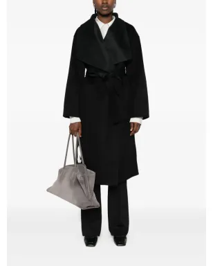 THE DYNAMIS STUDIO belted wrap single-breasted coat - Black - サムネイル2