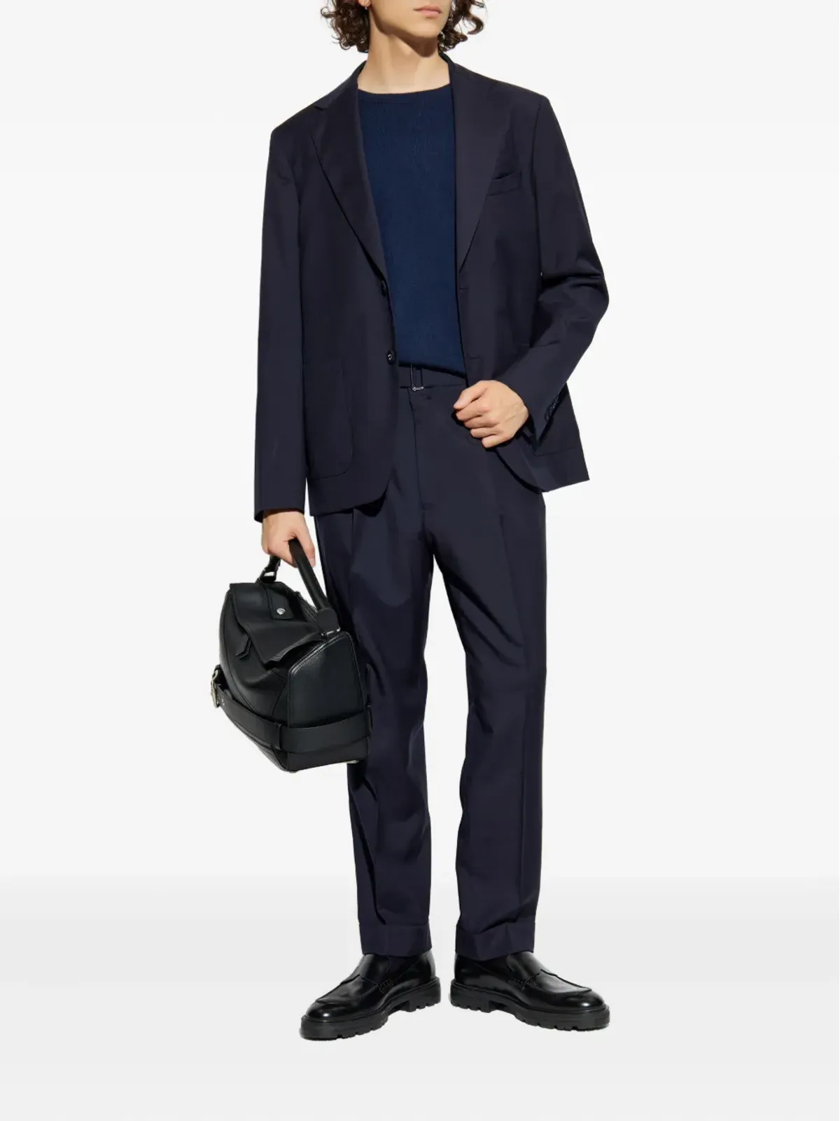 Officine Generale ブルーのラグランスリーブセーター - 画像2