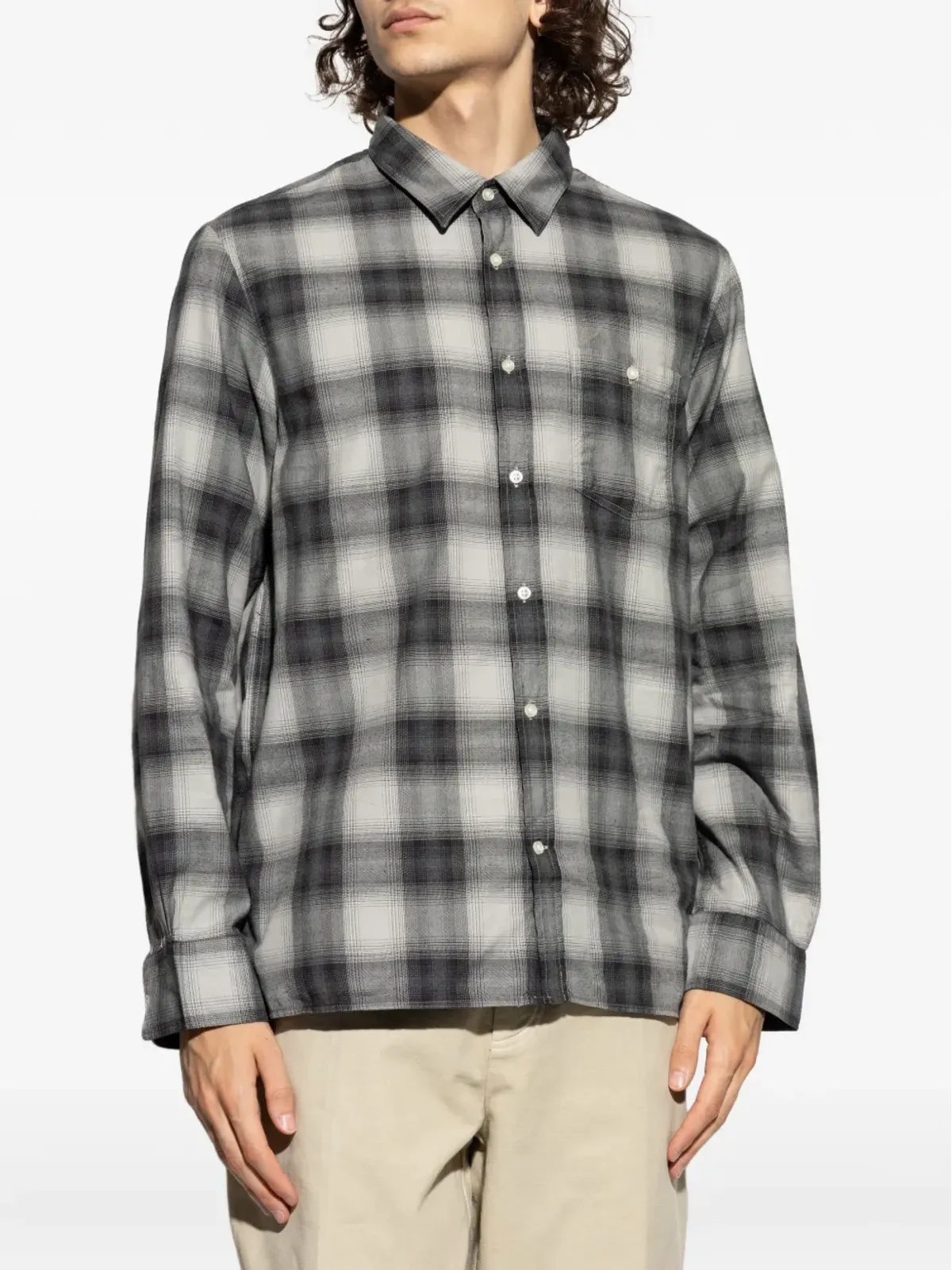 Officine Generale チェック柄コットンシャツ - 画像3