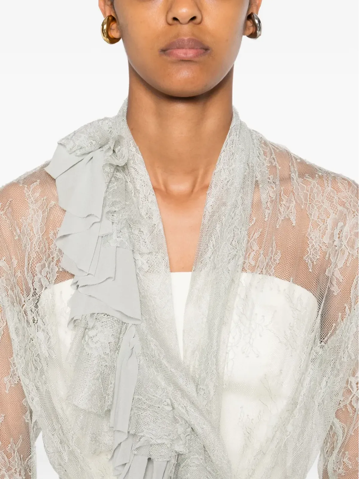 Alberta Ferretti レースのラッフルトップ - 画像5