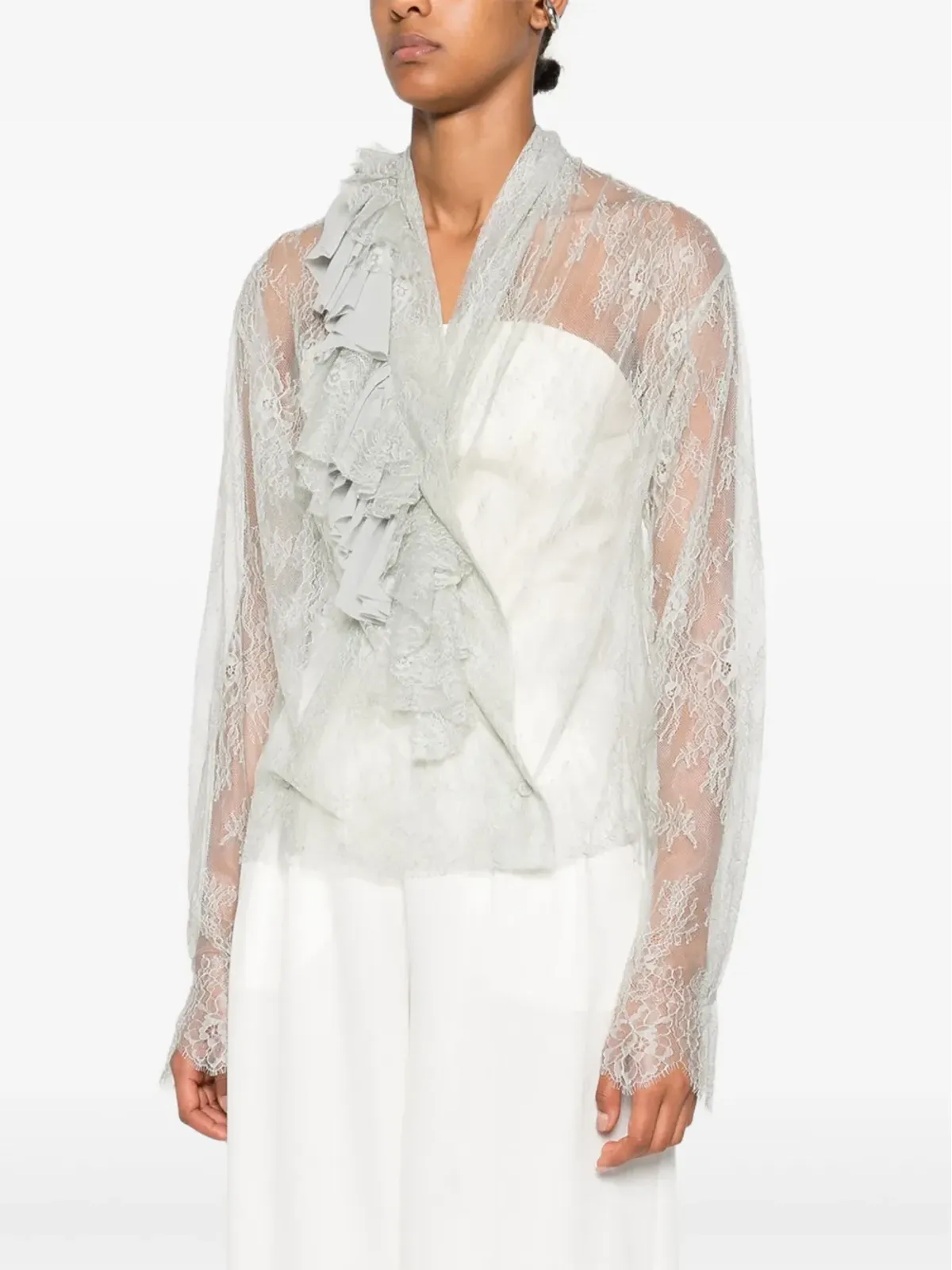 Alberta Ferretti レースのラッフルトップ - 画像3