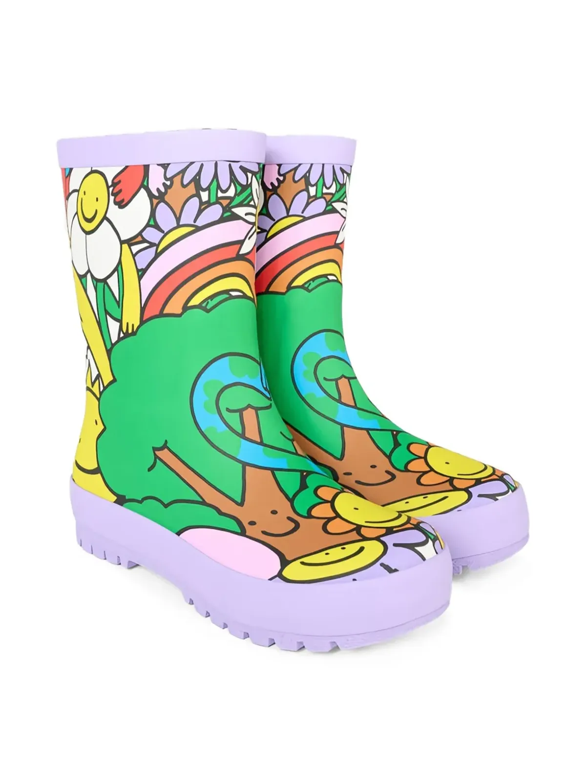 Stella McCartney Kids Earth Friends graphic wellies boots - Purple - 画像1
