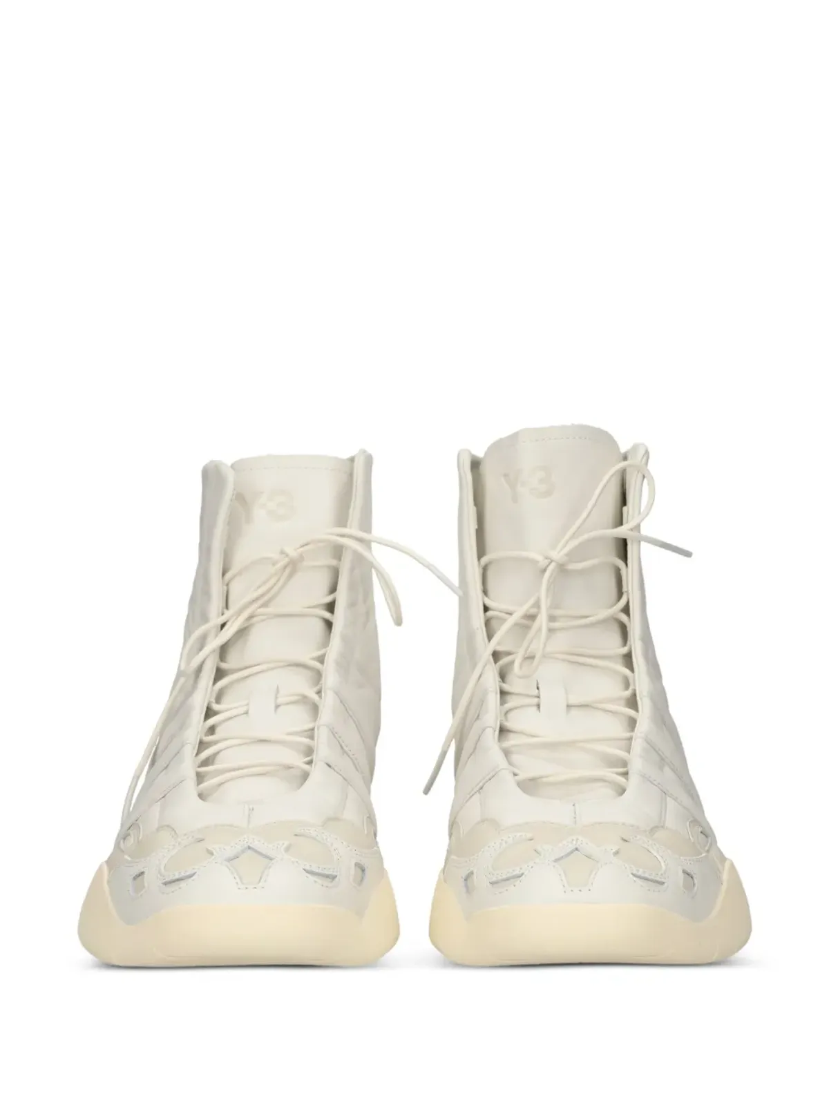 Y-3 Regu 2002 Hi lace-up レザー ハイトップ トレーナー - White - 画像4