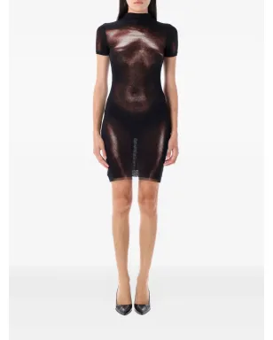 Jean Paul Gaultier メッシュ ボディプリント ミニドレス - ブラウン - サムネイル1