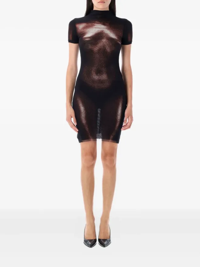 Jean Paul Gaultier Jean Paul Gaultier メッシュ ボディプリント ミニドレス - ブラウンの商品画像