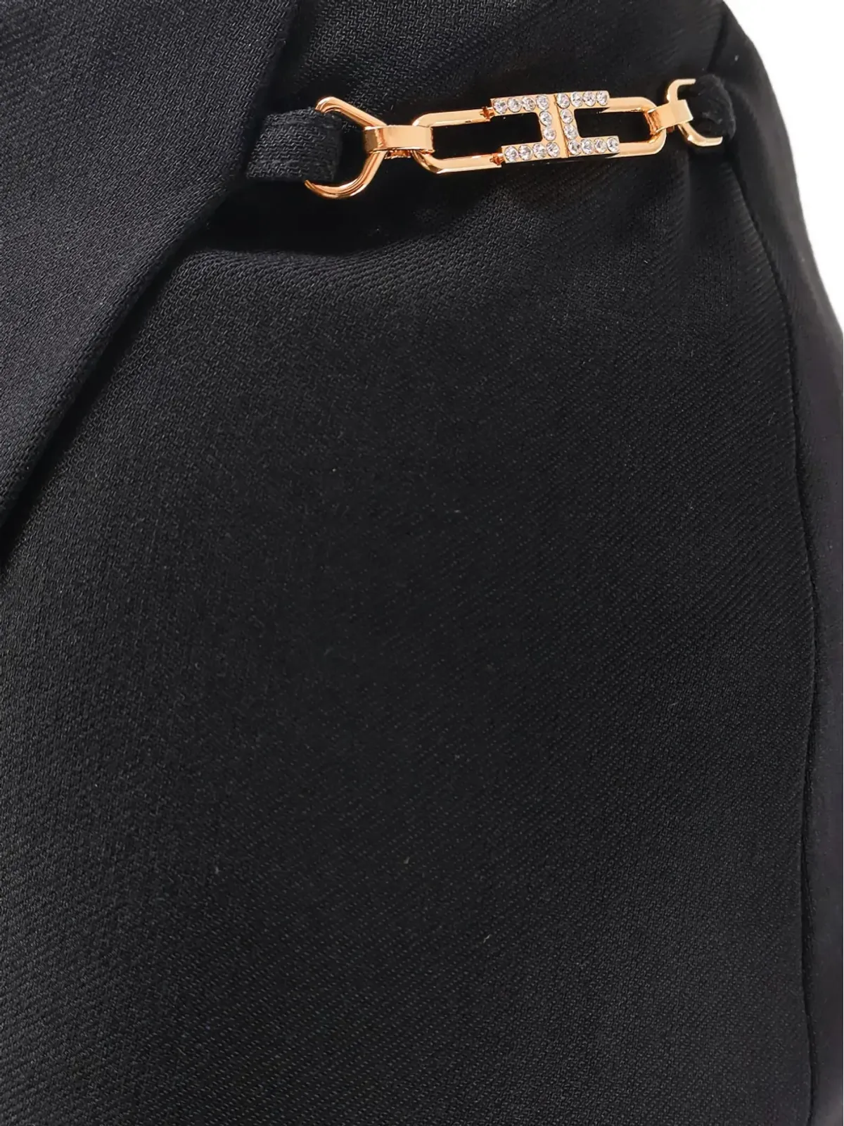 Elisabetta Franchi クリスタル装飾 アシンメトリーミディスカート ブラック - 画像3