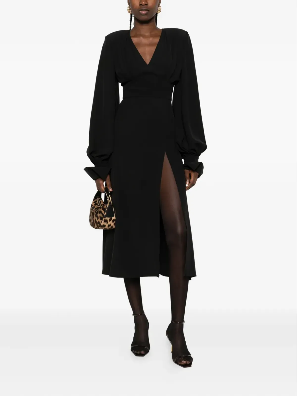 Vestiaire d'un Oiseau Libre Venice V-neck flared midi dress - 画像2