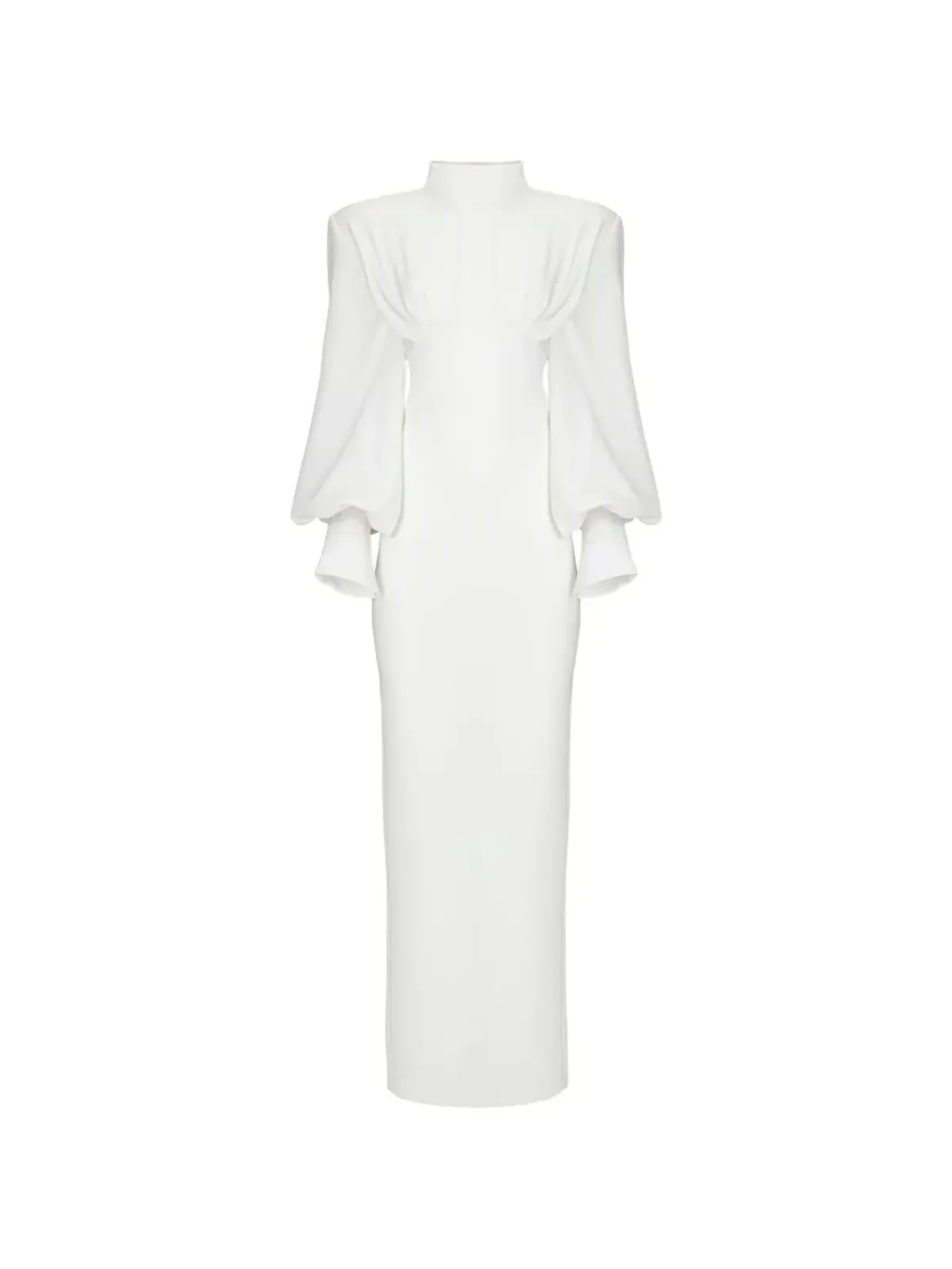 Vestiaire d'un Oiseau Libre パールハイネックマキシドレス - White - 画像1