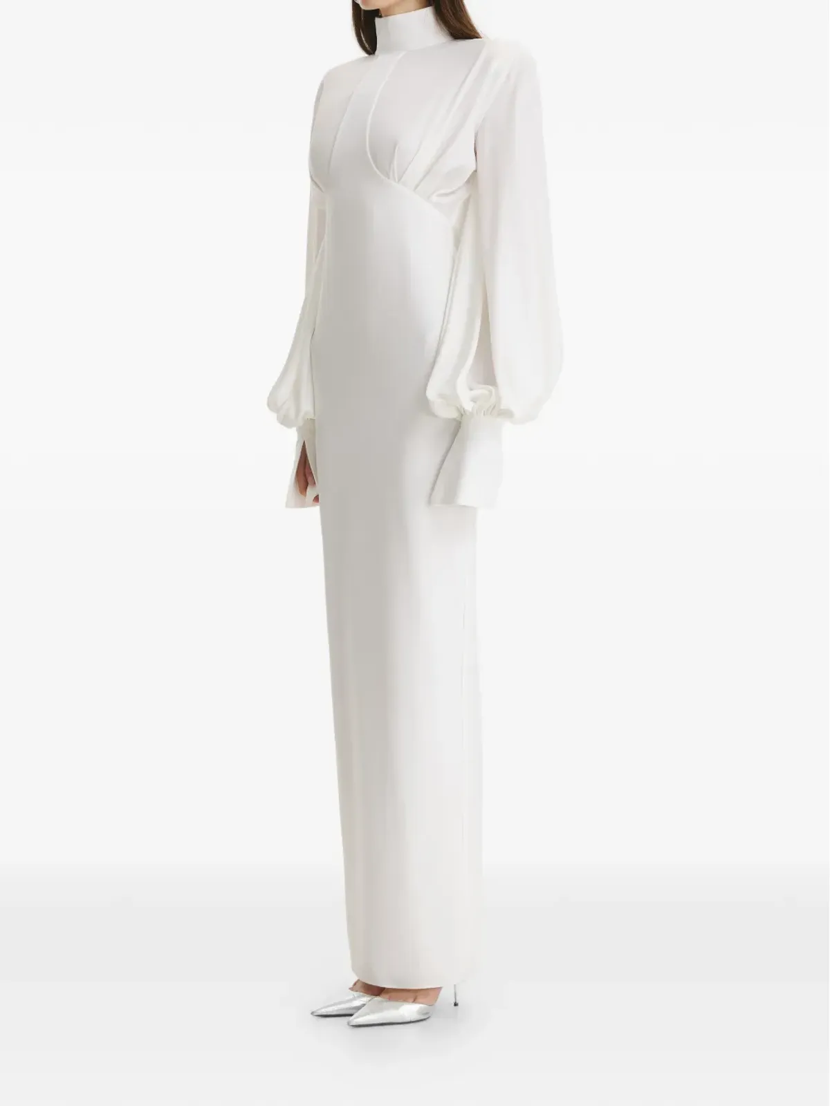 Vestiaire d'un Oiseau Libre パールハイネックマキシドレス - White - 画像3