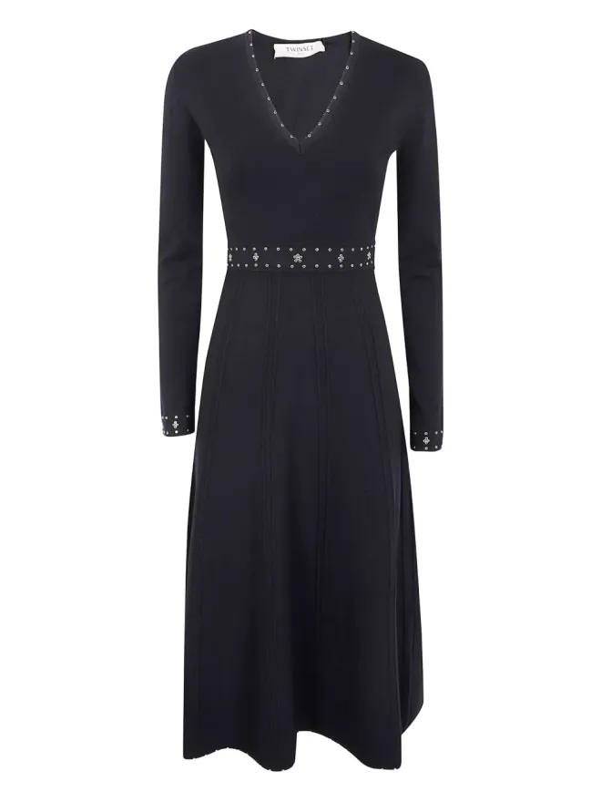 TWINSET TWINSET embellished v-neck dress - Blackの商品画像
