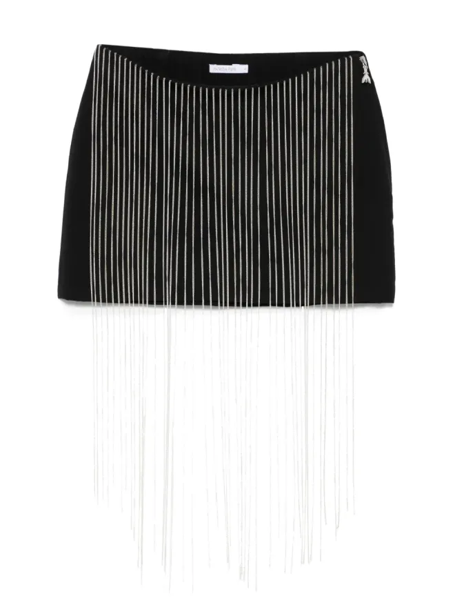 Patrizia Pepe Patrizia Pepe ラインストーン装飾フリンジミニスカート - ブラックの商品画像