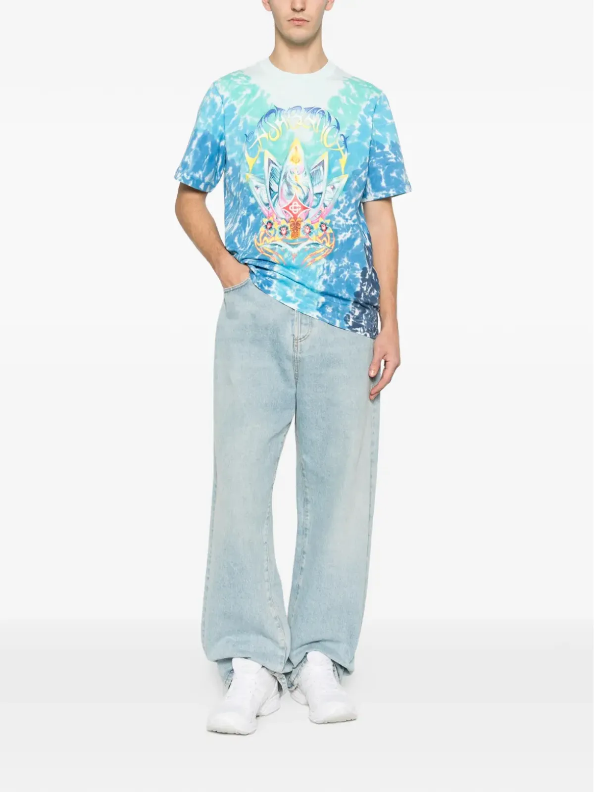 Casablanca Surf Lotus タイダイ Tシャツ - Blue - 画像2