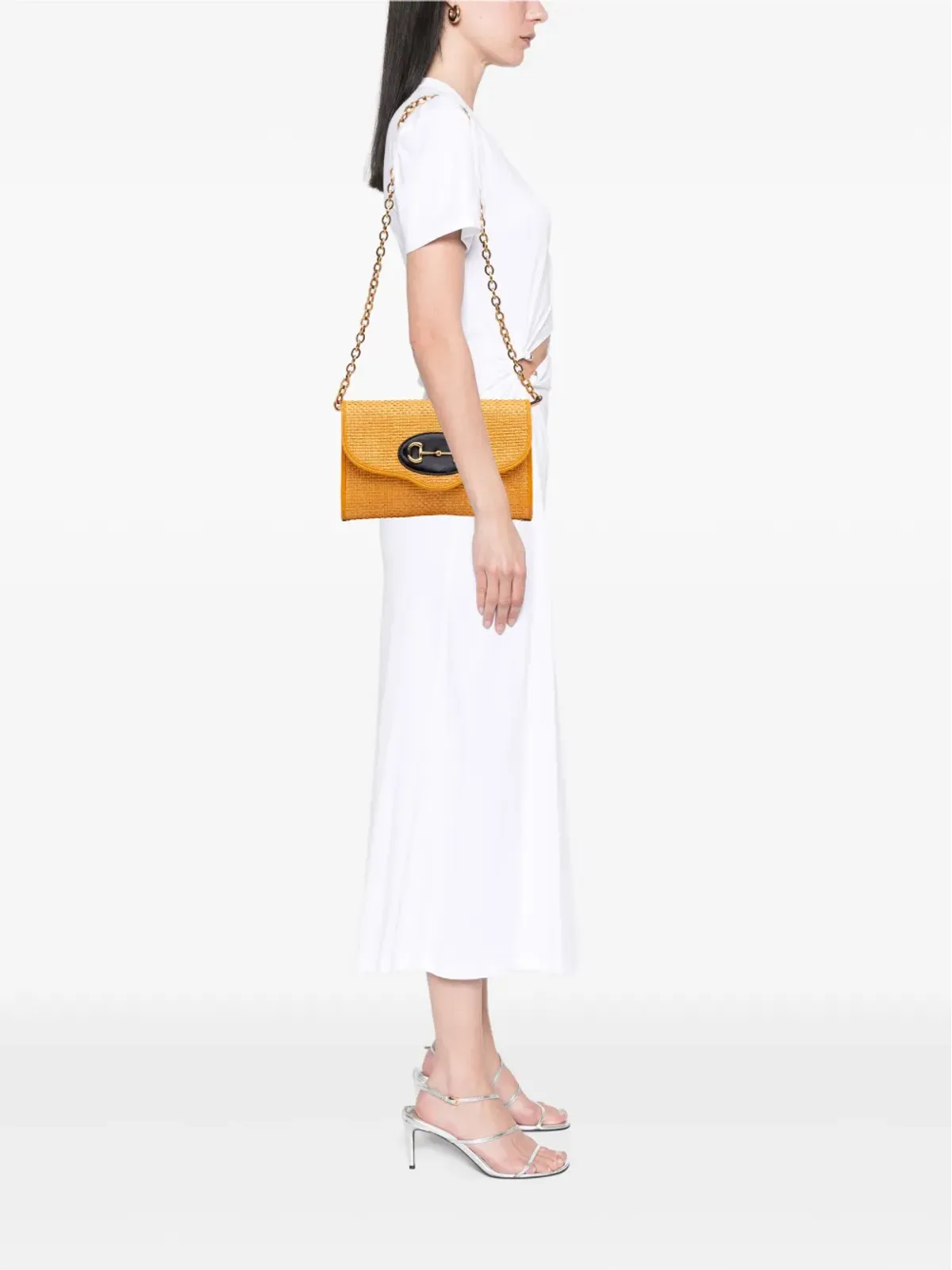 Gucci Pre-Owned ラフィア ホースビット 1955 チェーン クロスボディ バッグ - 画像2