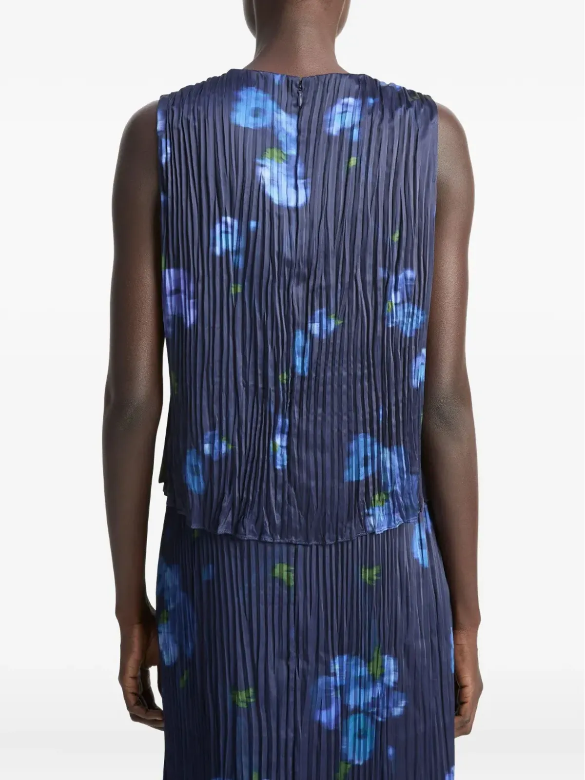 Vince pleated floral-print top - Blue - 画像4
