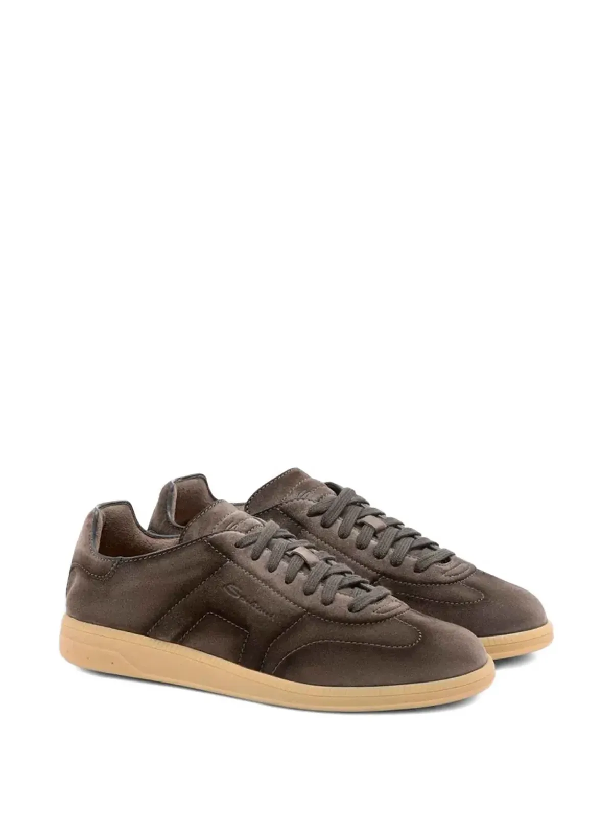 Santoni ブラウンのスウェードレザー スニーカー - 画像2