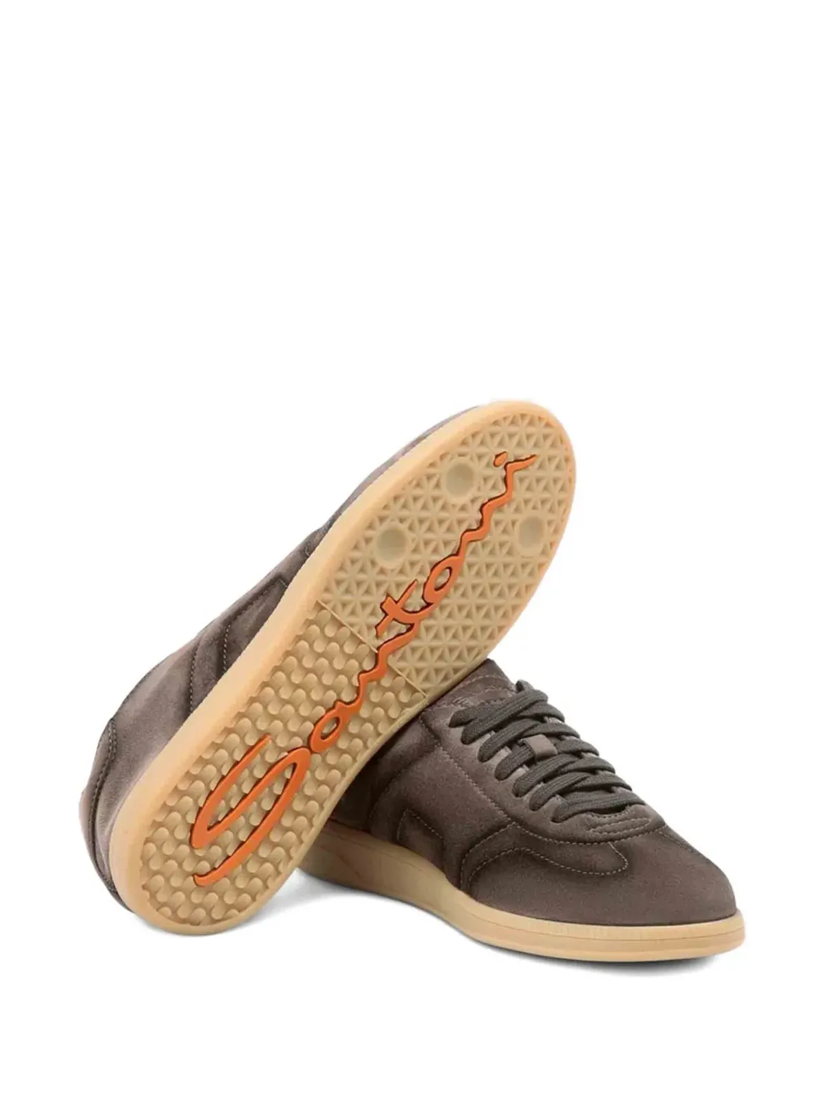 Santoni ブラウンのスウェードレザー スニーカー - 画像3