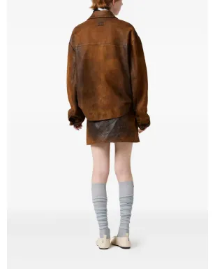 Miu Miu エンボスロゴ レザー ジャケット - サムネイル3