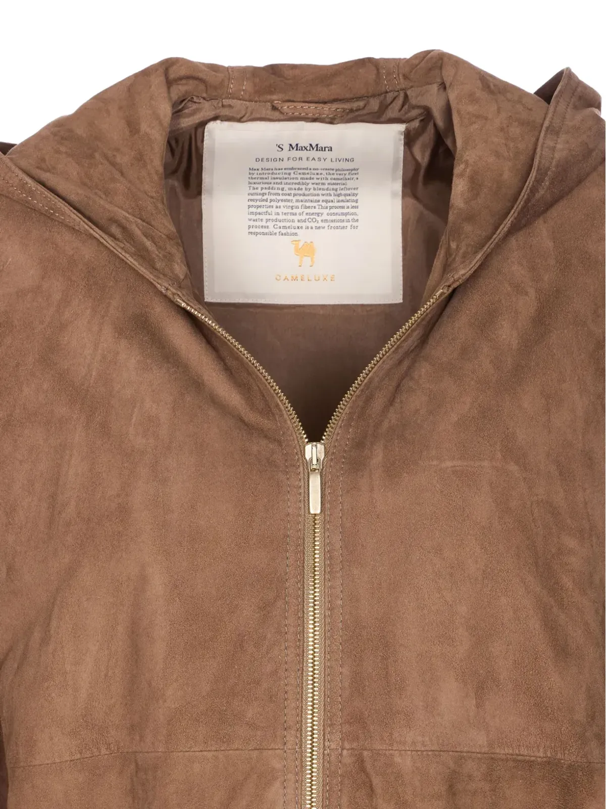 S Max Mara フード付きスエードジップジャケット - 画像3