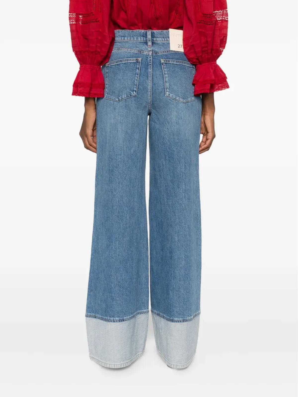 alice + olivia ワイドレッグ コントラストカフ ジーンズ - 画像4