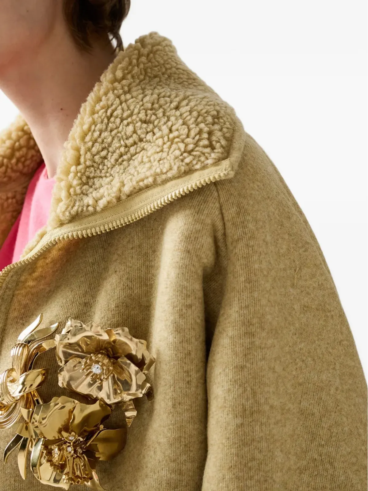 Miu Miu ジップアップシアリングジャケット - 画像5
