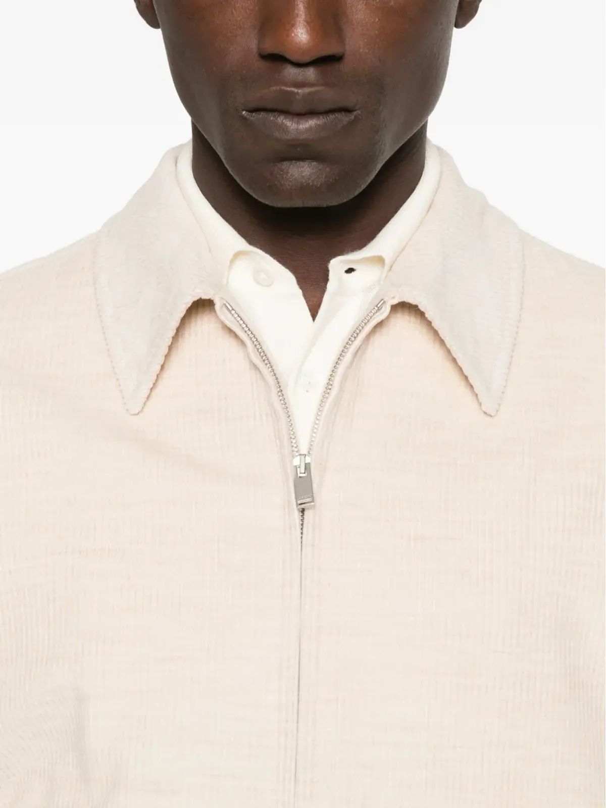 Lardini リブ編みジップアップオーバーシャツ - 画像5