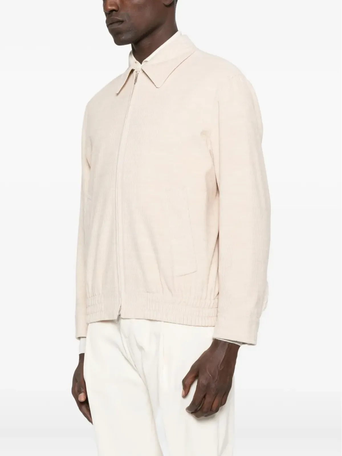 Lardini リブ編みジップアップオーバーシャツ - 画像3