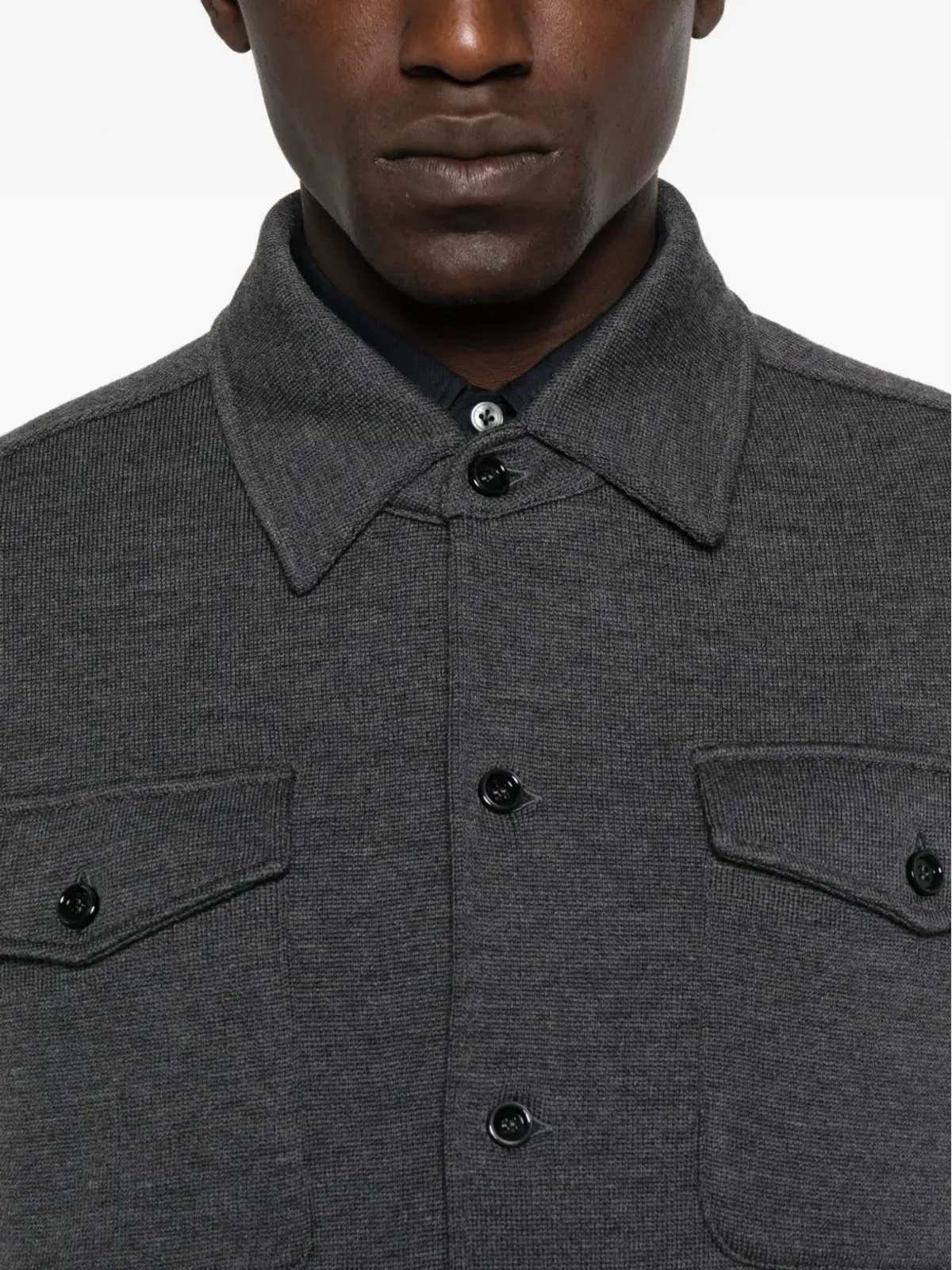 Lardini ボタン付きフラップポケット シャツジャケット - 画像5