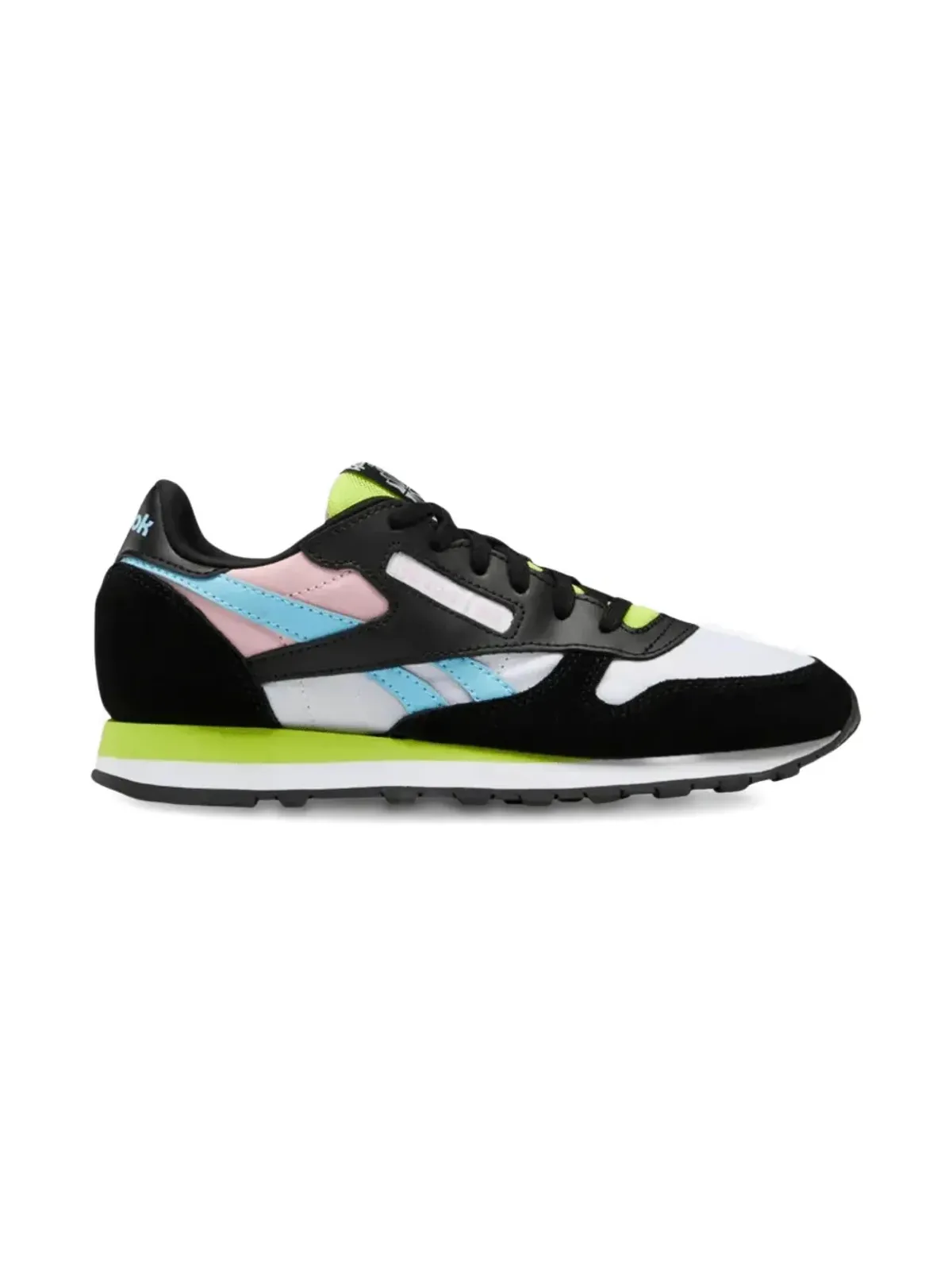 Reebok Kids CL LTHR "Black/Pink/Light Blue" sneakers - 画像2
