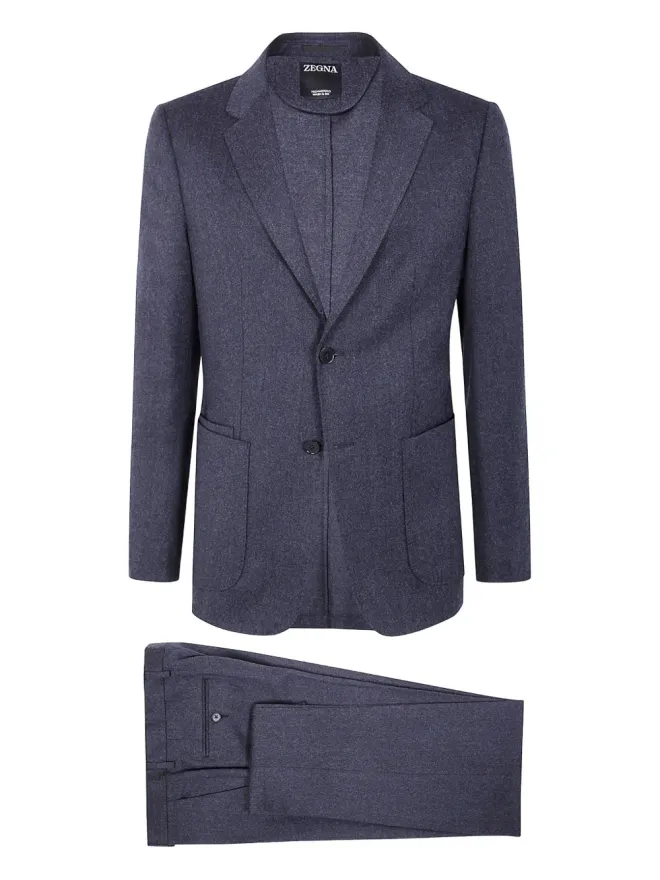 ZEGNA Zegna 二ボタン ウールスーツ - グレーの商品画像