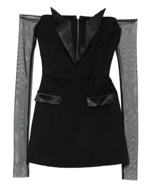 Vestiaire d'un Oiseau Libre サテン装飾のメッシュスリーブドレス - サムネイル1