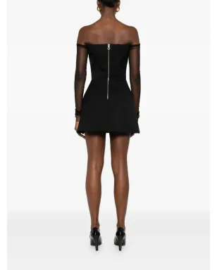 Vestiaire d'un Oiseau Libre サテン装飾のメッシュスリーブドレス - サムネイル4