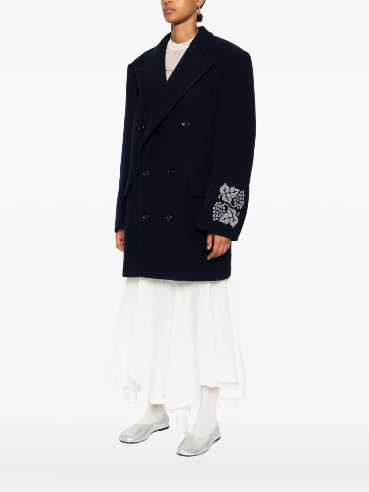 FEDERICO CINA 袖口刺繍入り ダブルブレスト ブレザー - 画像3