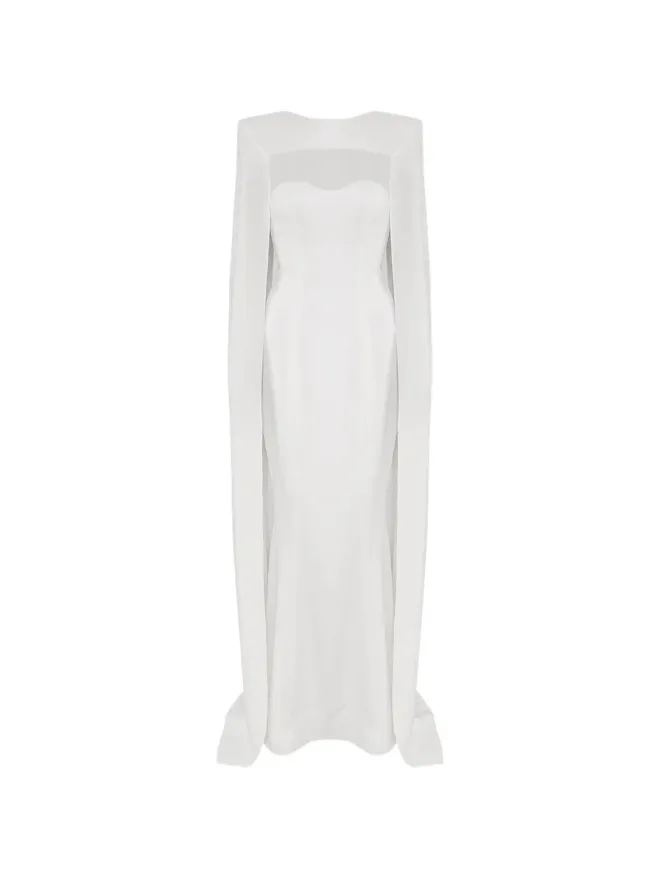 Vestiaire d'un Oiseau Libre Vestiaire d'un Oiseau Libre ケープ付き非対称マキシドレス（ホワイト）の商品画像