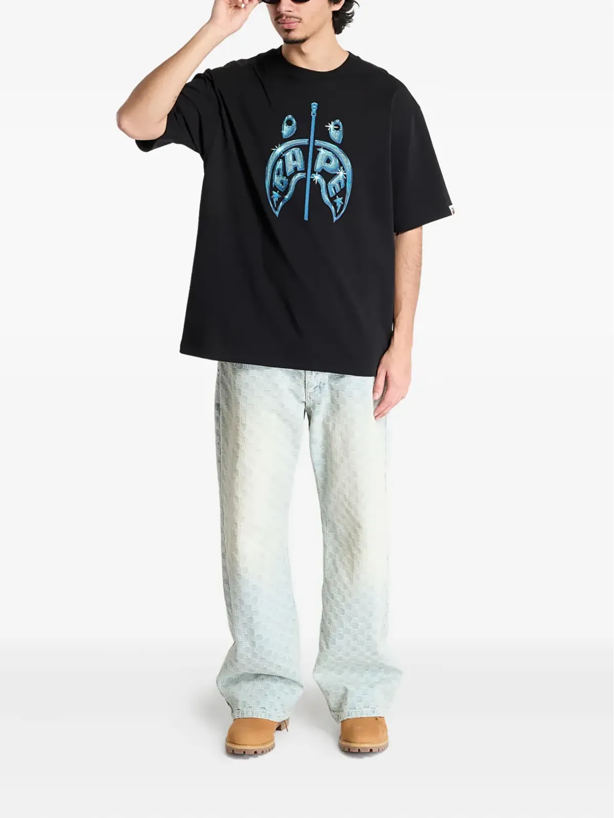 A BATHING APE® シャークプリントTシャツ - ブラック - 画像2