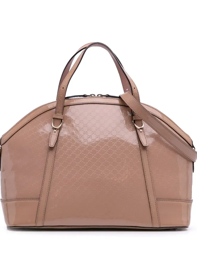 Gucci Pre-Owned Gucci マイクログッチシマ パテント ドーム型 サッチェル - ブラウンの商品画像