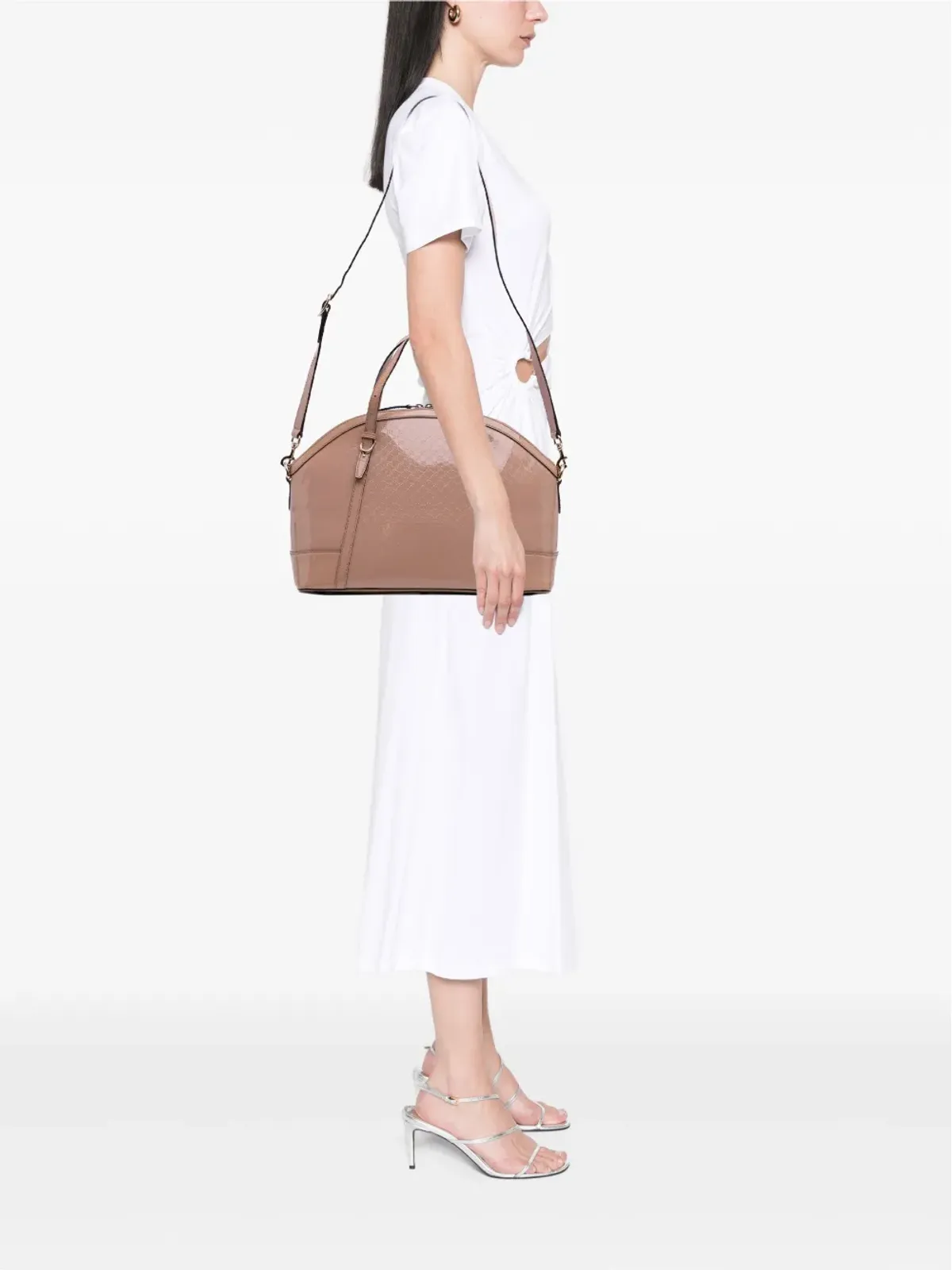 Gucci マイクログッチシマ パテント ドーム型 サッチェル - ブラウン - 画像2