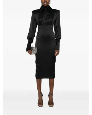 Vestiaire d'un Oiseau Libre パッドショルダーのシルクドレス - サムネイル2